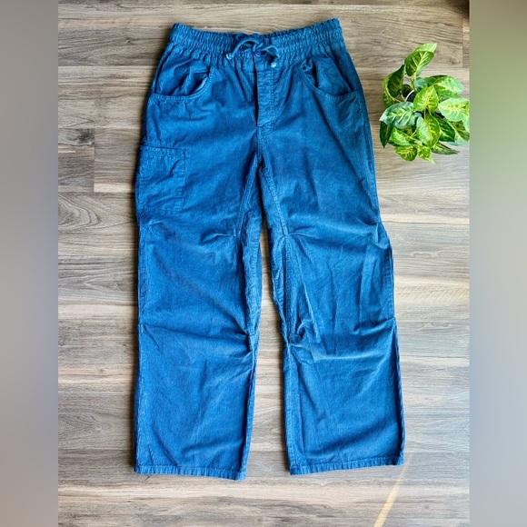 We The Free Modern Love High Rise Pull-On Corduroy Blue Drawstring Cargos Size M - Picture 2 of 15